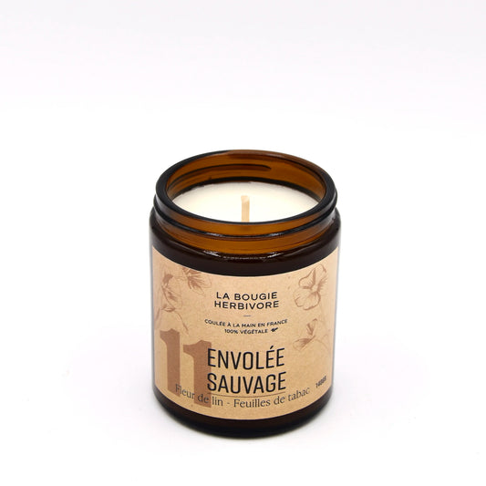 Bougie Parfumée Naturelle – Fleur de Lin & Feuilles de Tabac No.11 Envolée Sauvage