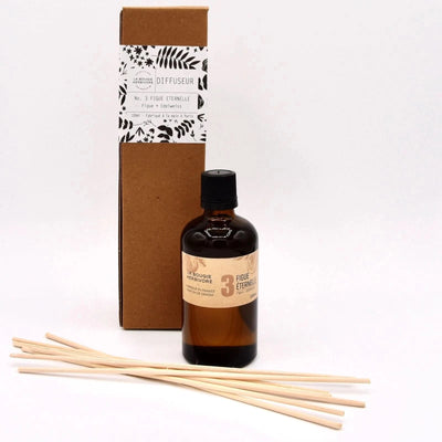 Diffuseur Signature à bâtonnets en Verre Ambré de 100 ml NO. 3 FIGUE ETERNELLE - Figue + Edelweiss La Bougie Herbivore diffuseur