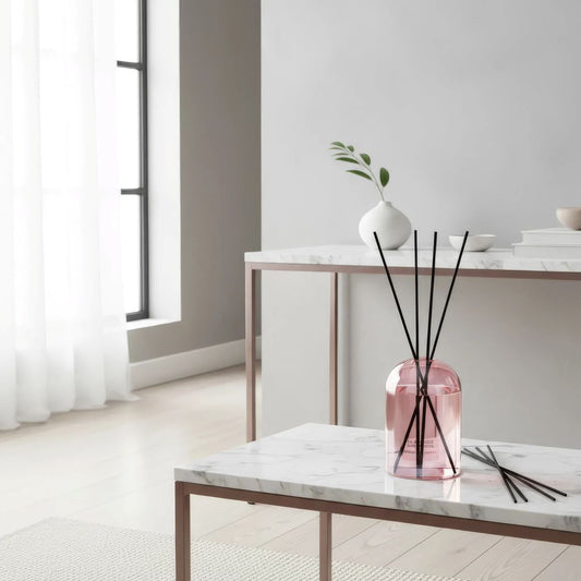 Pack Diffuseur en Verre goutte d'eau "Rose" 200 ml + Recharge de Parfum - la Bougie Herbivore