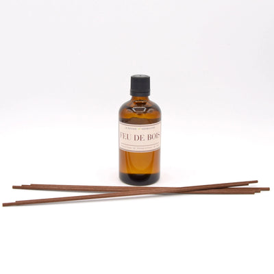Diffuseur Classique à bâtonnets en Verre Ambré de 100 ml FEU DE BOIS La Bougie Herbivore diffuseur