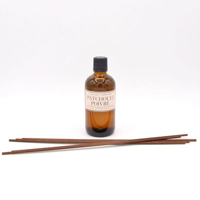 Diffuseur Classique à bâtonnets en Verre Ambré de 100 ml PATCHOULI POIVRÉ La Bougie Herbivore diffuseur