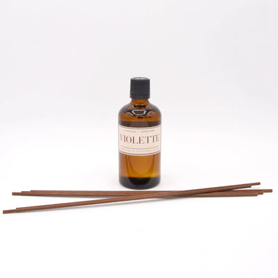 Diffuseur Classique à bâtonnets en Verre Ambré de 100 ml VIOLETTE La Bougie Herbivore diffuseur