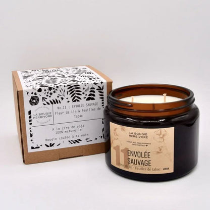 Bougie Parfumée Fleur de Lin & Tabac No.11 — Envolée Sauvage | 100% Naturelle