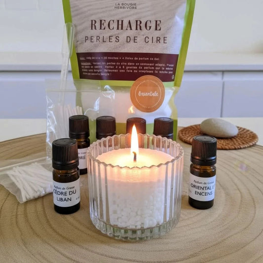 Bougie poudrée Parfumée - 200g, + 4 Parfums Orientale - La Bougie herbivore Paris