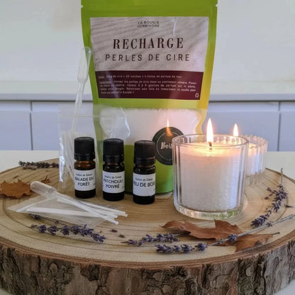 Créez des bougies perlées boisées et parfumées avec notre recharge de perles de cire