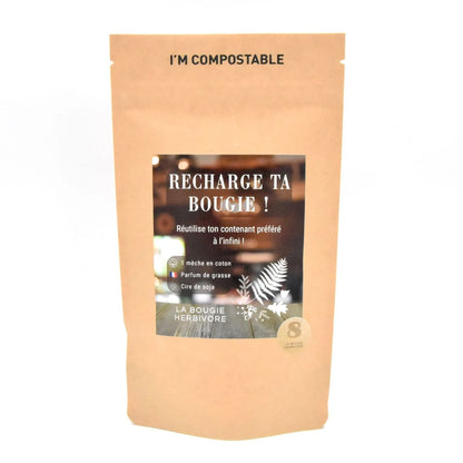 Recharge bougie parfumée 140g (sans pot) parfum Bois de Santal et Jasmin