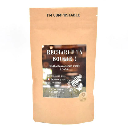 Recharge bougie parfumée 140g (sans pot) parfum Ambre, Teck et Tonka