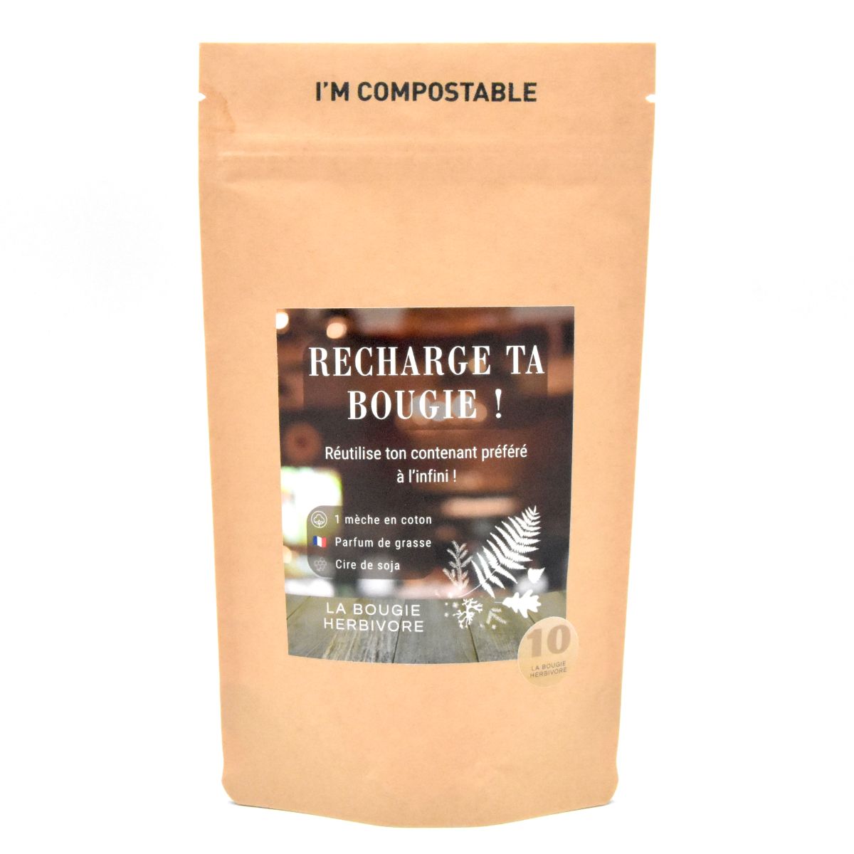 Recharge bougie parfumée 90g (sans pot) parfum Feu de Bois et Cèdre 