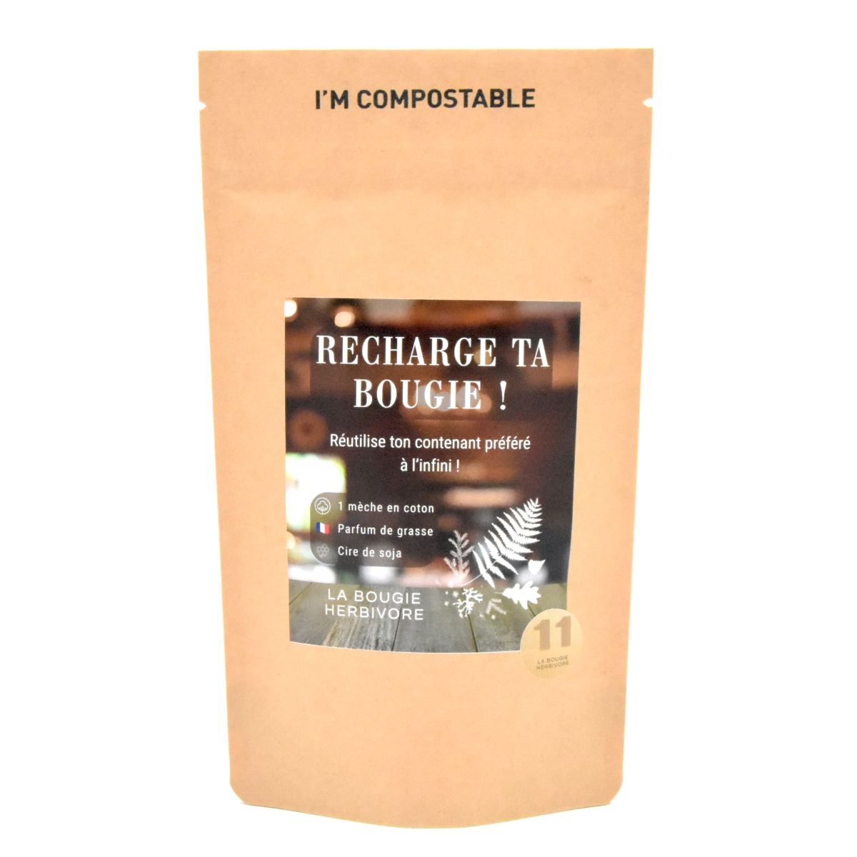 Recharge bougie parfumée 90g (sans pot) parfum Fleur de Lin et Feuilles de Tabac