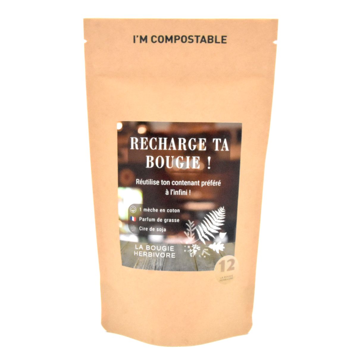 Recharge bougie parfumée 90g (sans pot) parfum Rose et Cardamome