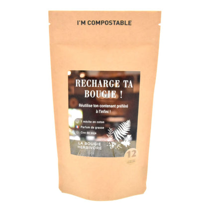 Recharge bougie parfumée 90g (sans pot) parfum Rose et Cardamome