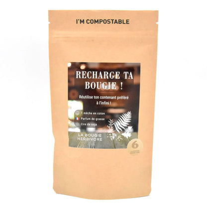 Recharge bougie parfumée 90g (sans pot) parfum Fleur d’Oranger et Verveine