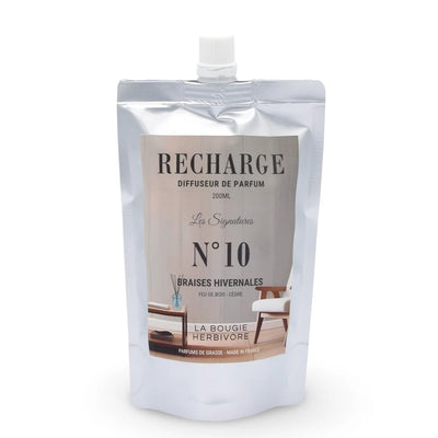 Diffuseur Santorin 200 ml en verre avec recharge Braises Hivernales – feu de bois et cèdre