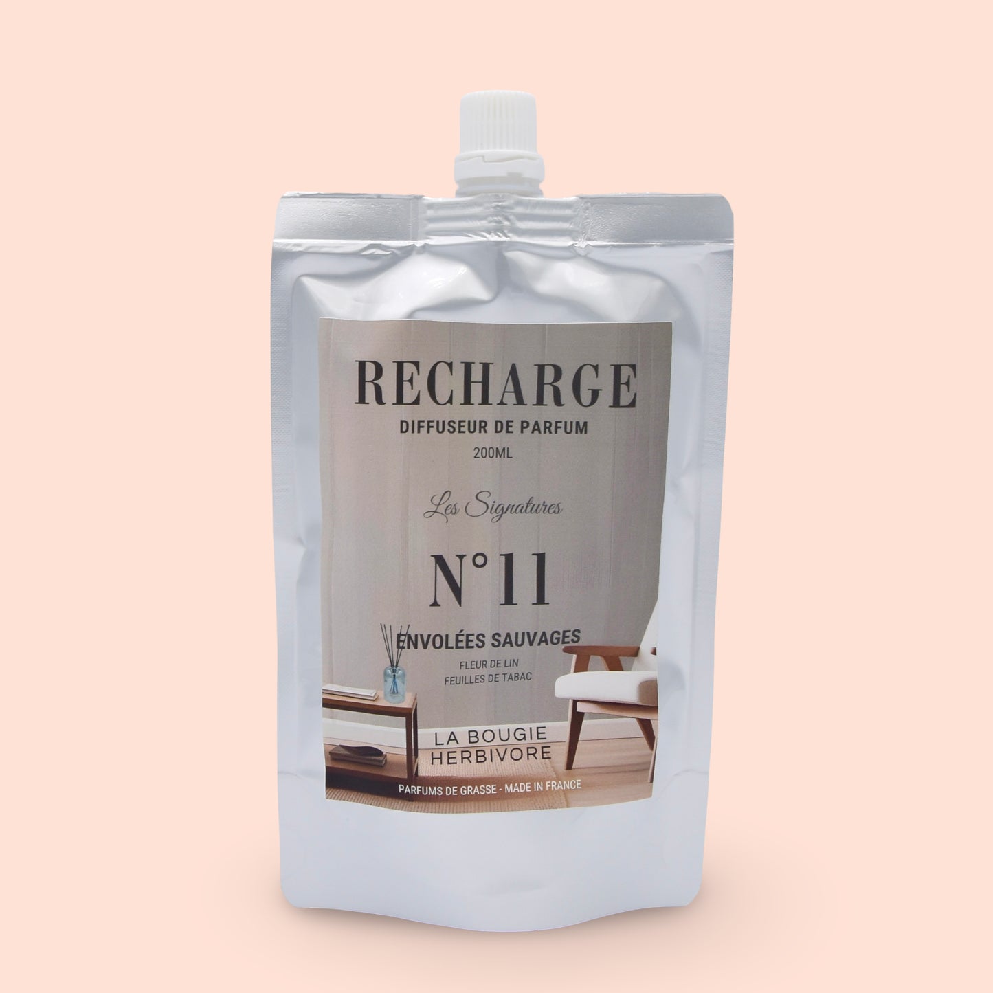 Recharge Diffuseur de Parfum à Bâtonnets No. 11 ENVOLEE SAUVAGE - 200ml - Collection les Signatures La Bougie Herbivore diffuseur