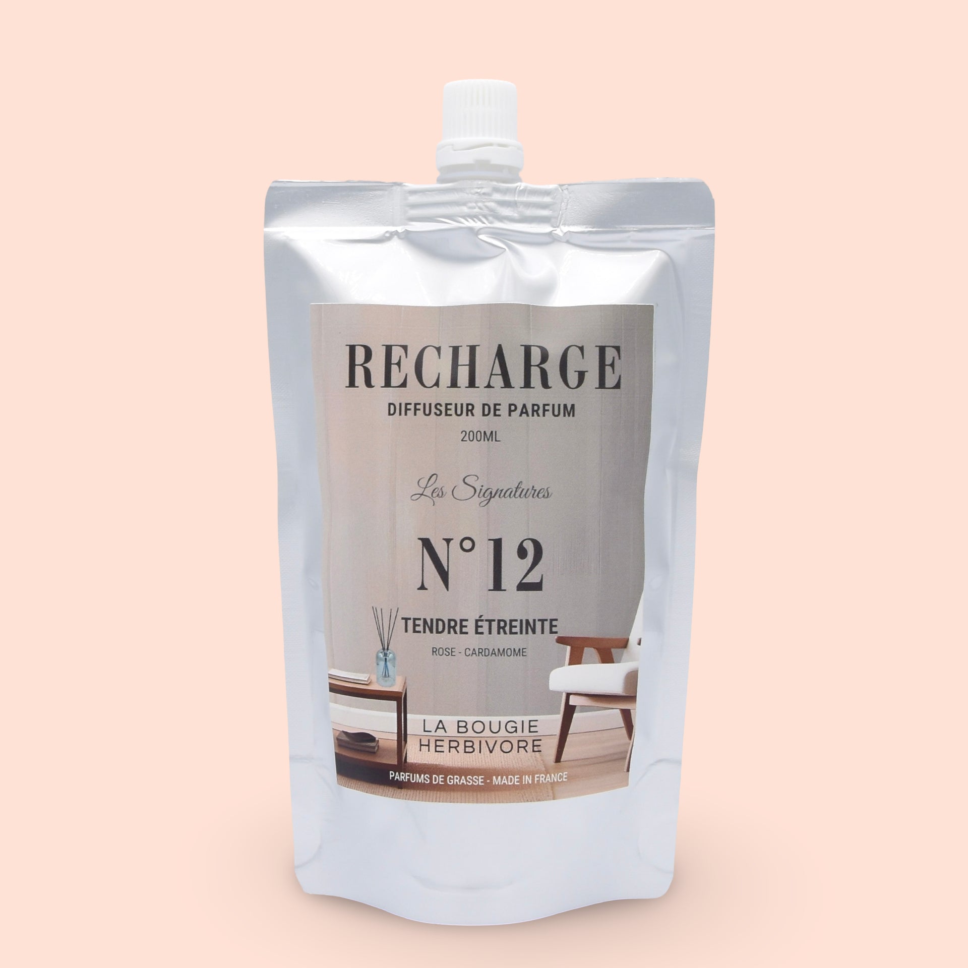 Recharge Diffuseur de Parfum à Bâtonnets No. 12 TENDRE ETREINTE - 200ml - Collection les Signatures La Bougie Herbivore diffuseur