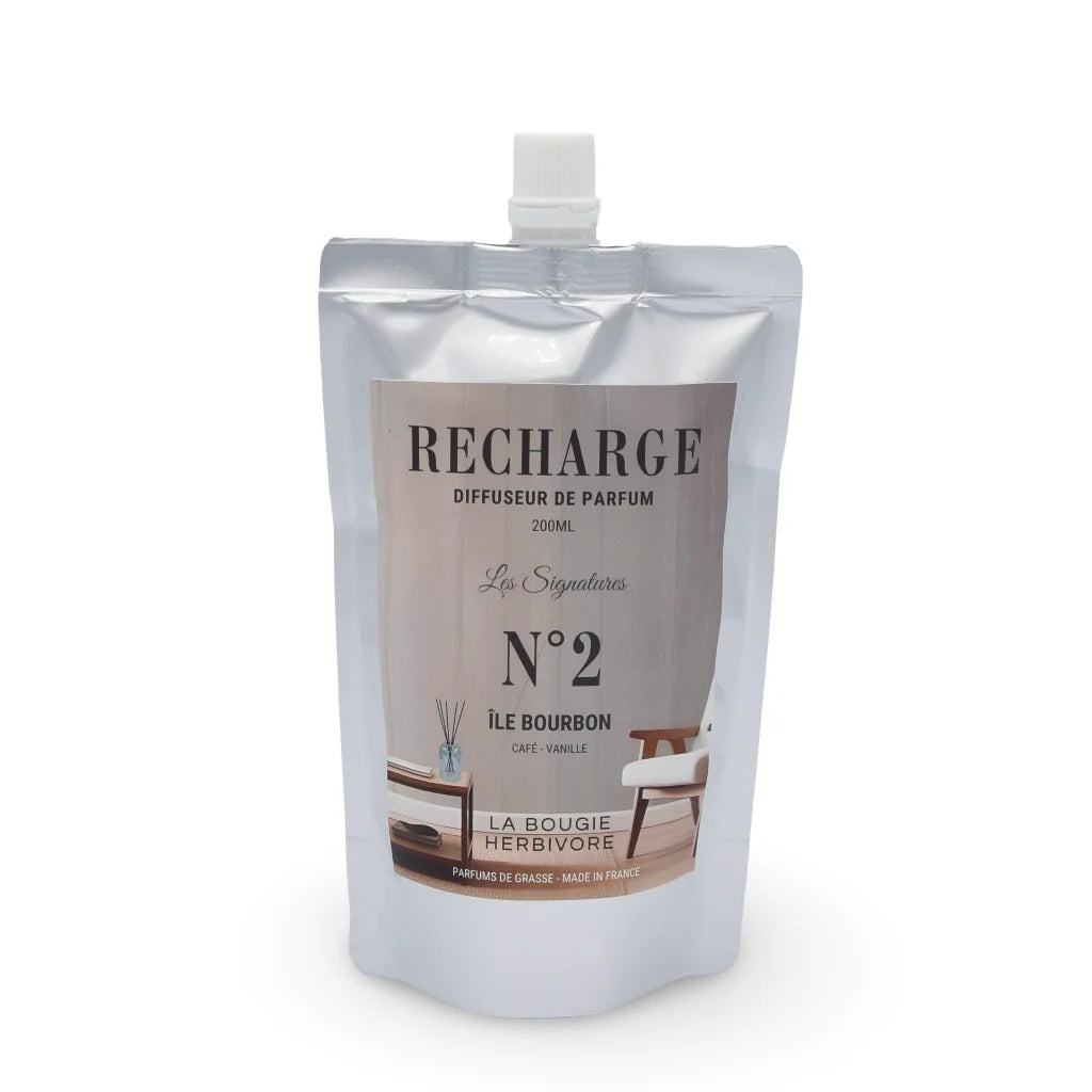 Diffuseur Santorin 200 ml en verre avec recharge Île Bourbon – café et vanille