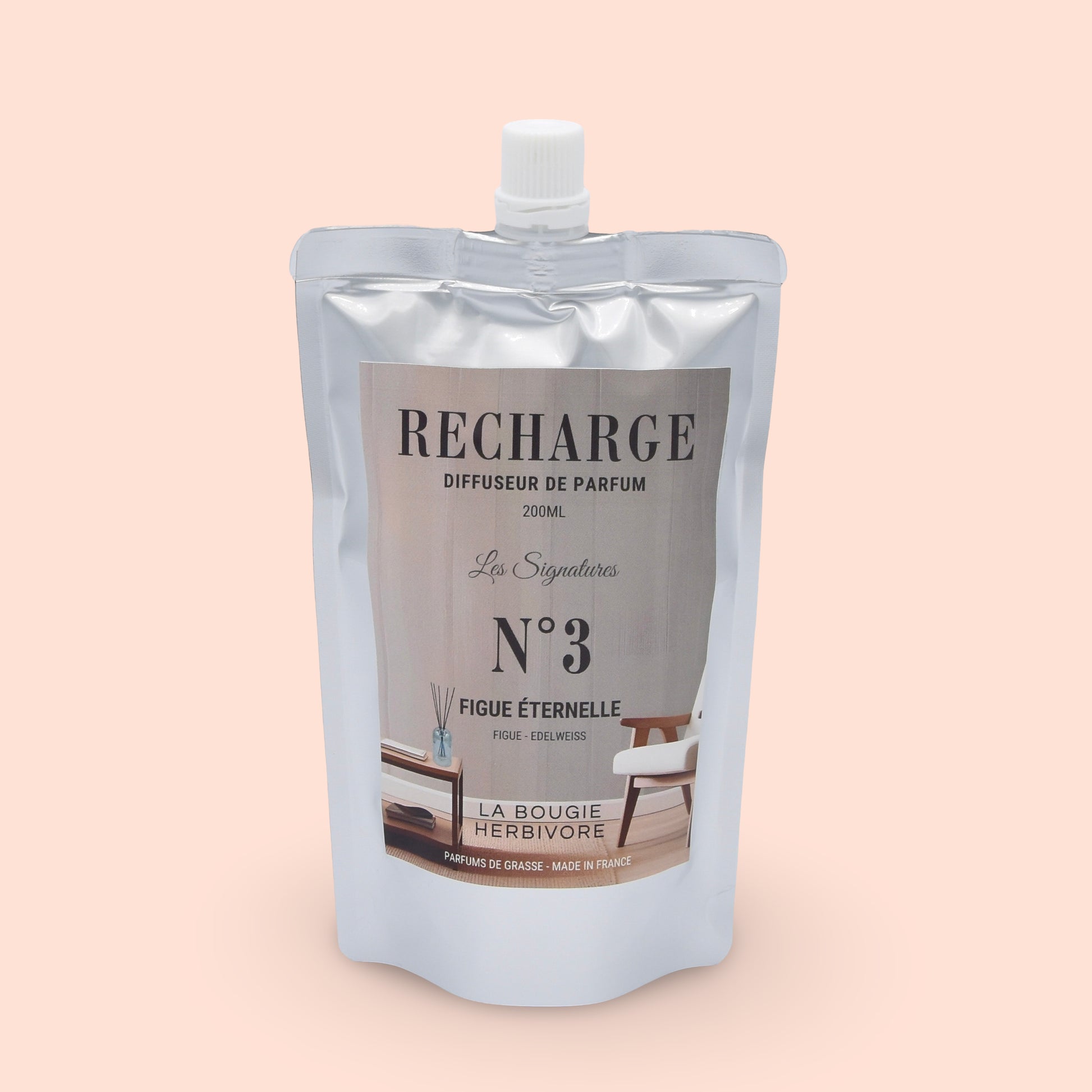 Recharge Diffuseur de Parfum à Bâtonnets No. 3 FIGUE ETERNELLE - 200ml - Collection les Signatures La Bougie Herbivore diffuseur