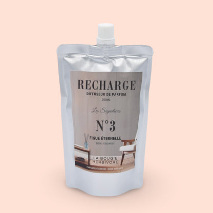 Recharge Diffuseur de Parfum à Bâtonnets No. 3 FIGUE ETERNELLE - 200ml - Collection les Signatures La Bougie Herbivore diffuseur