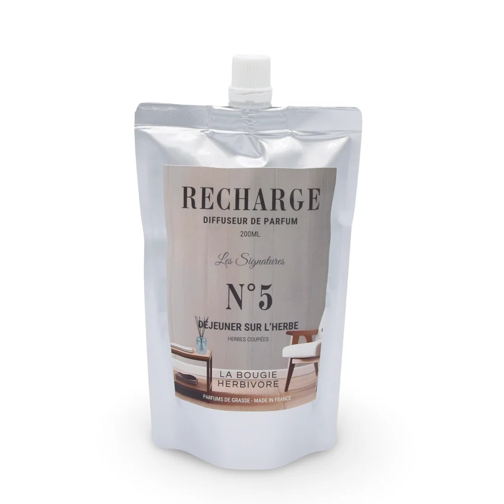 Diffuseur Santorin 200 ml en verre avec recharge Déjeuner sur l’Herbe – herbes coupées