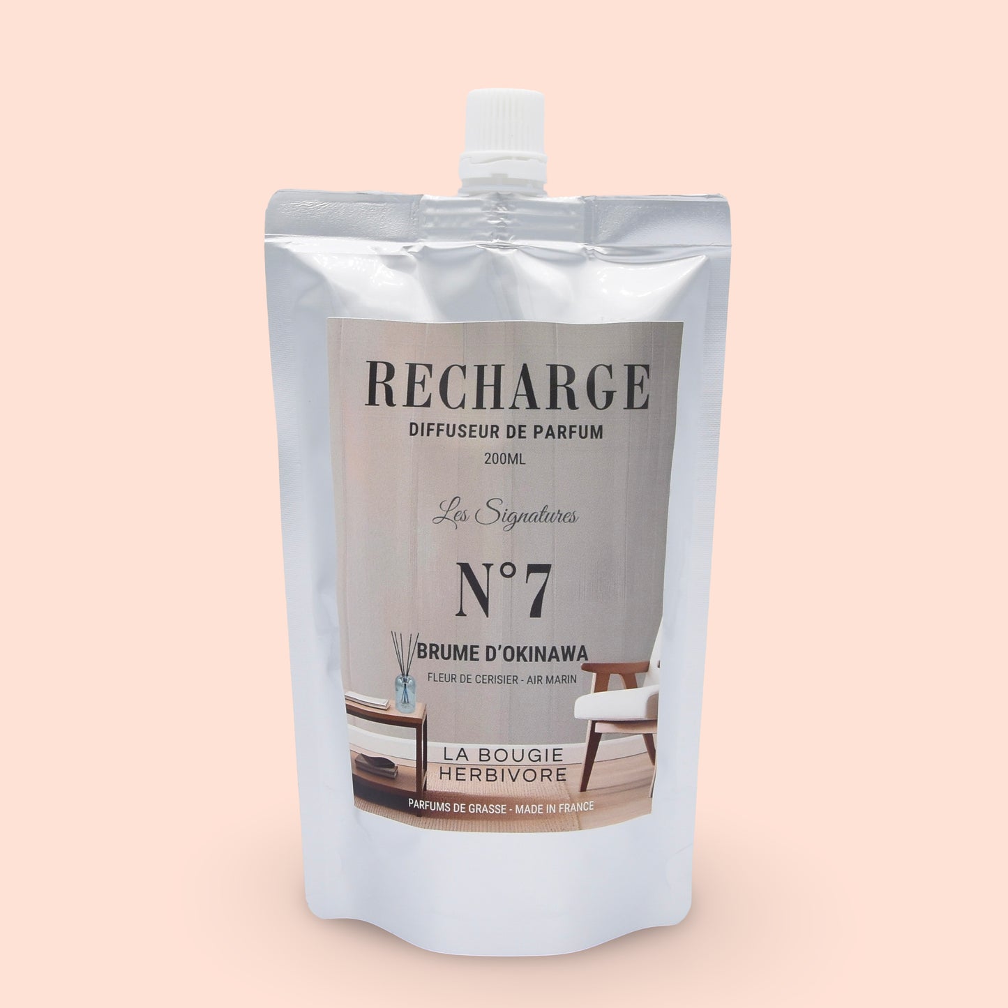 Recharge Diffuseur de Parfum à Bâtonnets No. 7 BRUME D'OKINAWA - 200ml - Collection les Signatures La Bougie Herbivore diffuseur