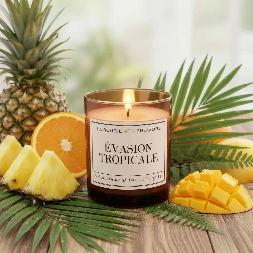bougie parfumée artisanale des Tropic orange - Colza, La Bougie Herbivore Paris