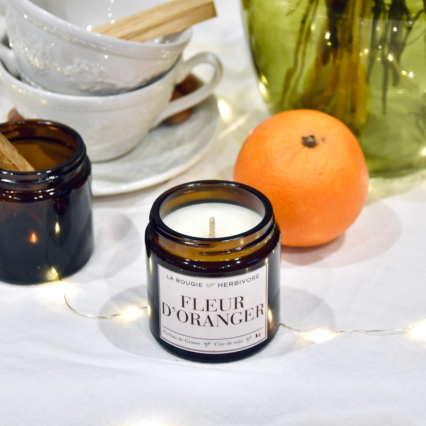 Bougie parfumée "Fleur d'oranger" à la cire végétale de soja 90g - La Bougie Herbivore