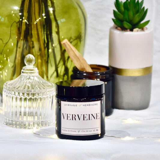 Bougie parfumée "Verveine" à la cire végétale de soja 90g - La Bougie Herbivore