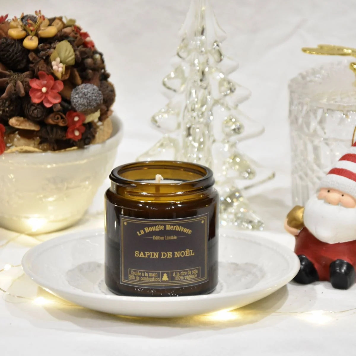 Bougie parfumée Sapin de noël à la cire végétale de soja 90g La Bougie Herbivore Bougies