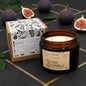 Bougie parfumée figue en pot de verre avec triple mèches 400g, parfum figue et edelweiss de La Bougie Herbivore