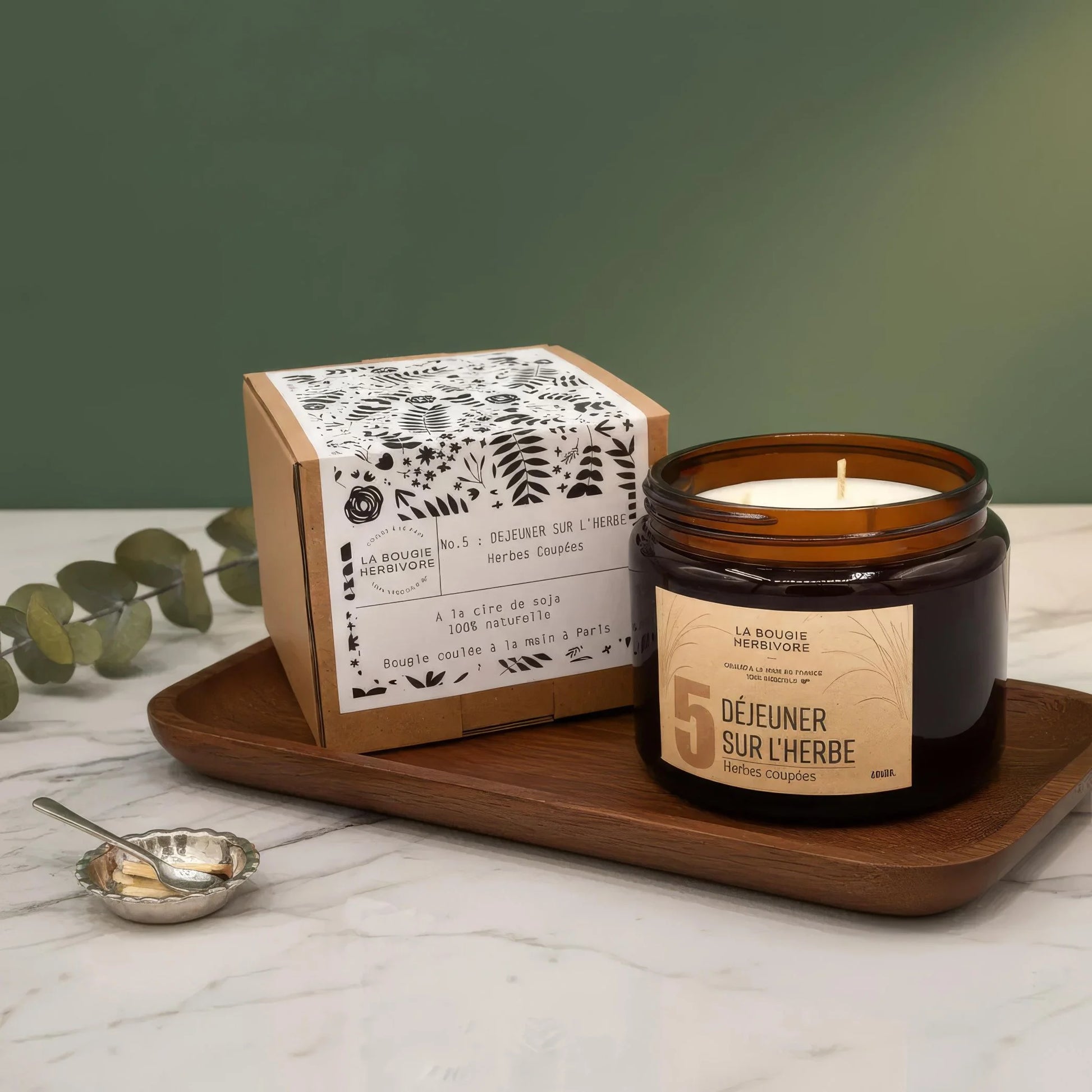 Bougie artisanale made in France - No. 5 DEJEUNER SUR L'HERBE La Bougie Herbivore Bougies de 400g soja