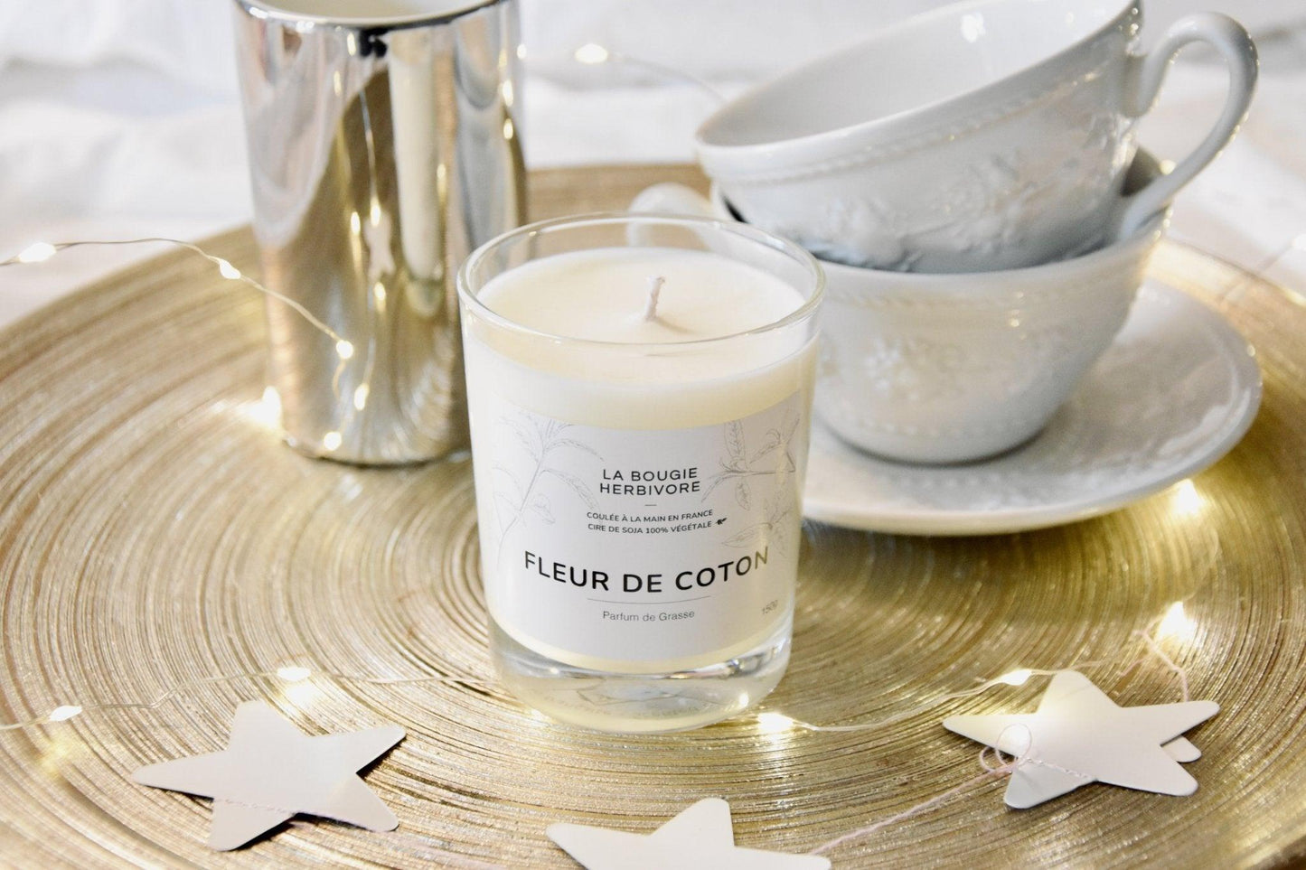 Fleur de coton - Bougie parfumée à la cire végétale de soja 150g - La Bougie Herbivore