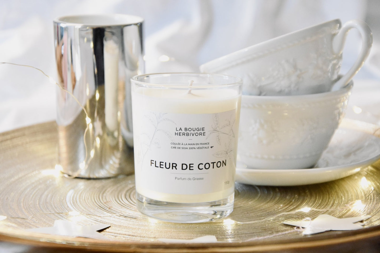 Fleur de coton - Bougie parfumée à la cire végétale de soja 150g - La Bougie Herbivore