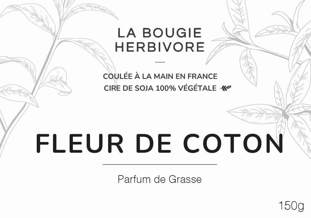 Fleur de coton - Bougie parfumée à la cire végétale de soja 150g - La Bougie Herbivore