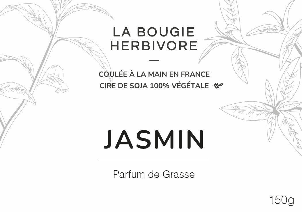 Jasmin - Bougie parfumée à la cire végétale de soja 150g - La Bougie Herbivore