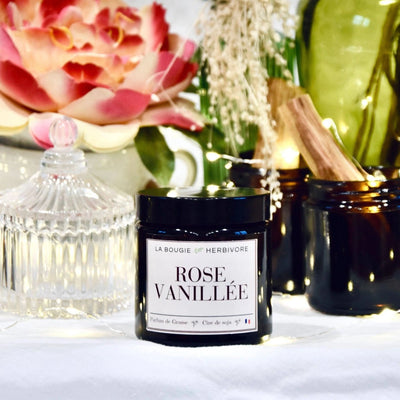 Bougie parfumée "Rose vanillée" à la cire végétale de soja 90g La Bougie Herbivore Bougies