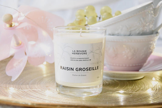 Raisin Groseille - Bougie parfumée à la cire végétale de soja 150g - Bougies artisanales françaises - La Bougie Herbivore