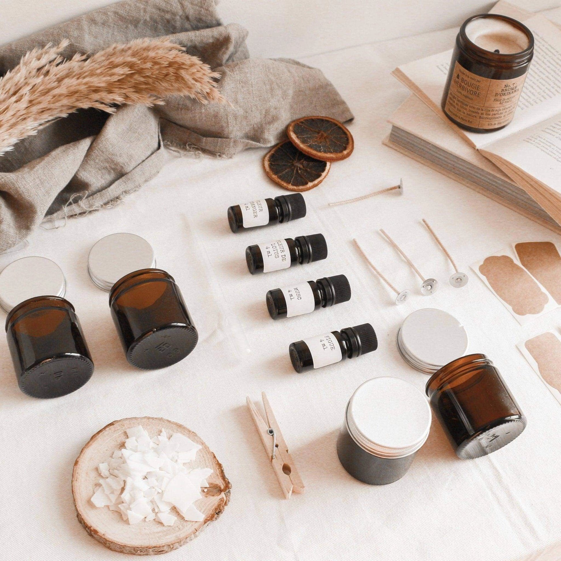 Kit bougies parfumées artisanales avec ingrédients pour créer des bougies parfumées et accessoires de fabrication