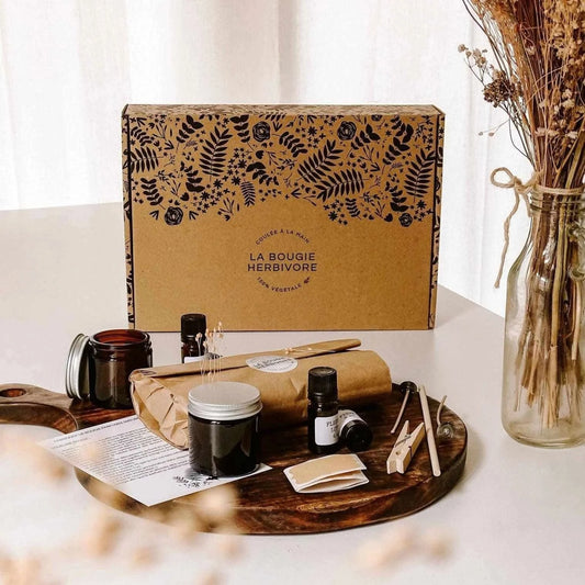 BOX DIY Personnalisable : Kit pour Fabriquer 4 Bougies de La Bougie Herbivore avec tous les outils pour créer des bougies artisanales