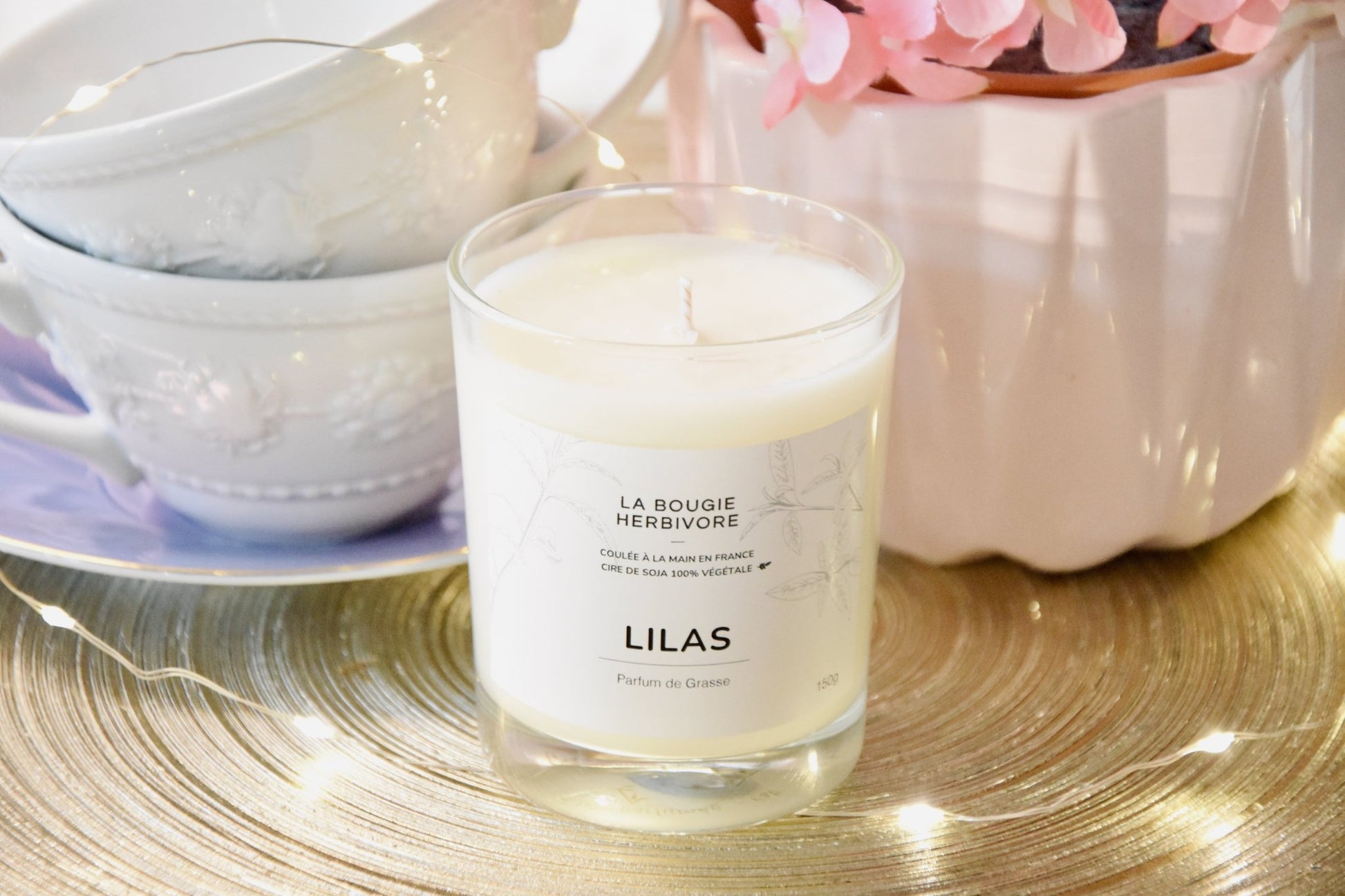 Lilas - Bougie parfumée à la cire végétale de soja 150g - La Bougie Herbivore