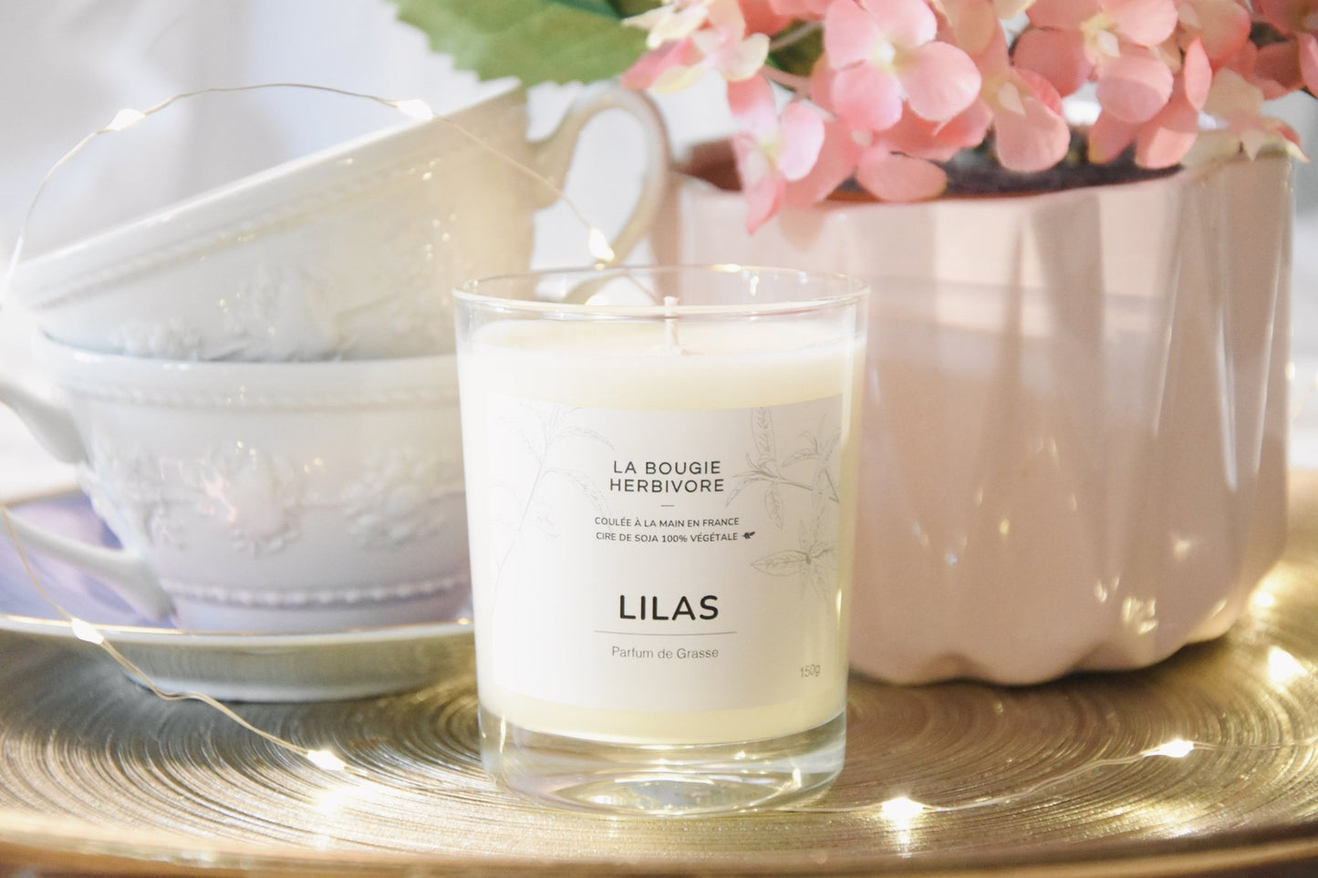 Lilas - Bougie parfumée à la cire végétale de soja 150g - La Bougie Herbivore