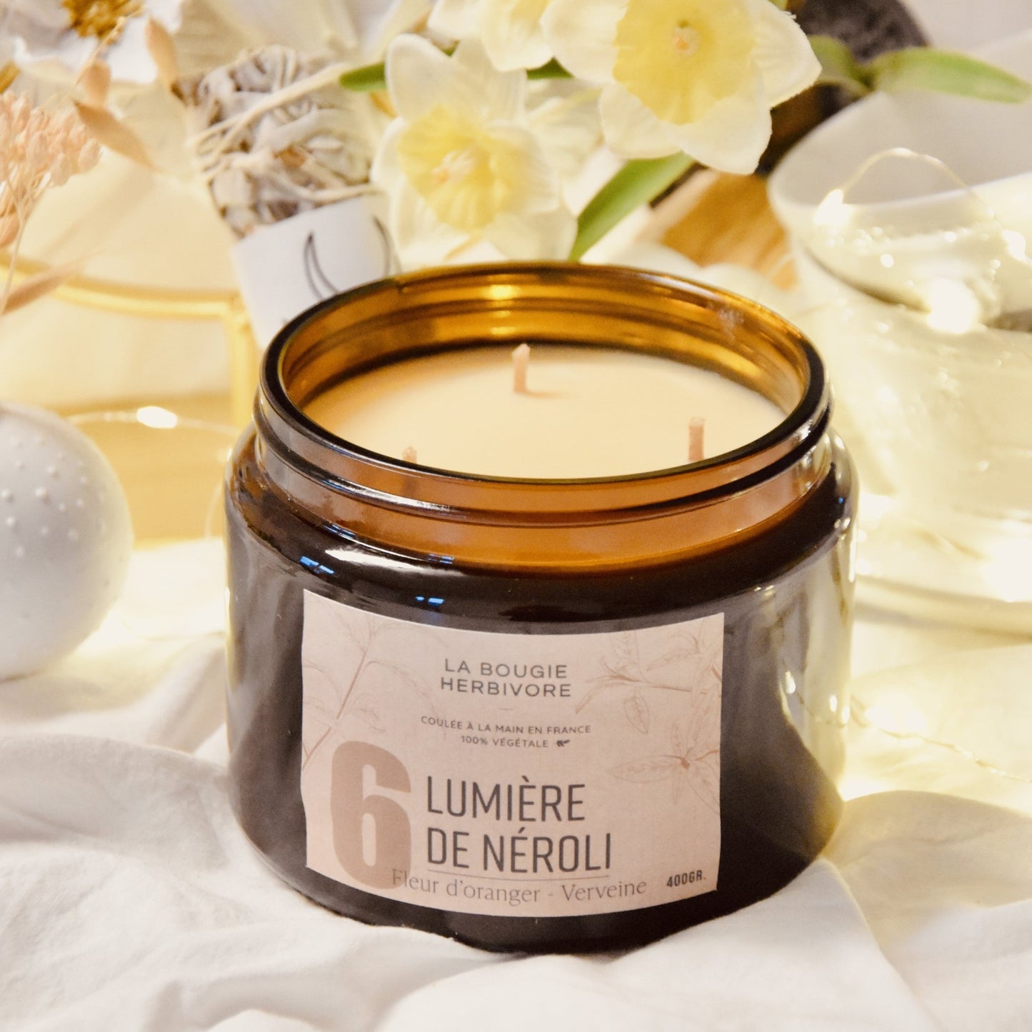 No. 6 LUMIERE DE NEROLI - Fleur d'Oranger + Verveine - La Bougie Herbivore