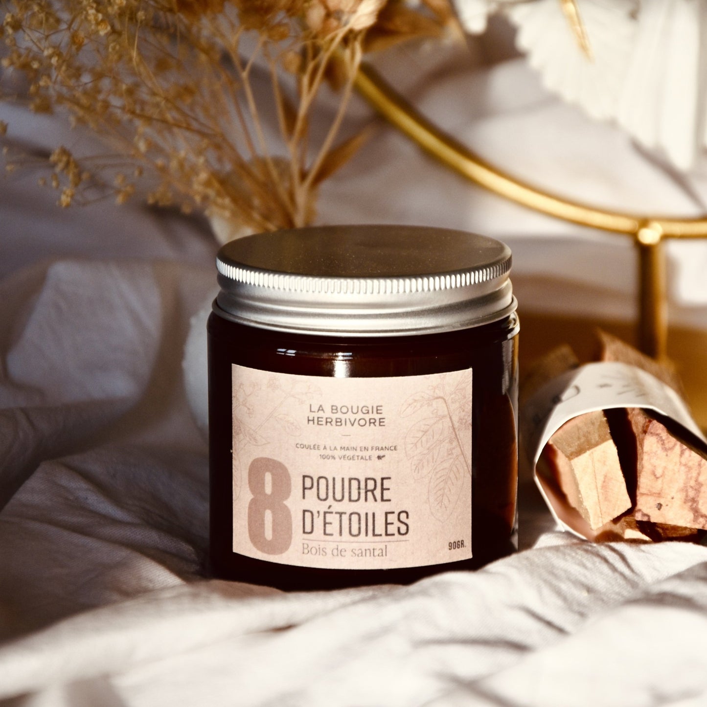 No 8 POUDRE D'ETOILES - Bois de Santal - Jasmin - La Bougie Herbivore