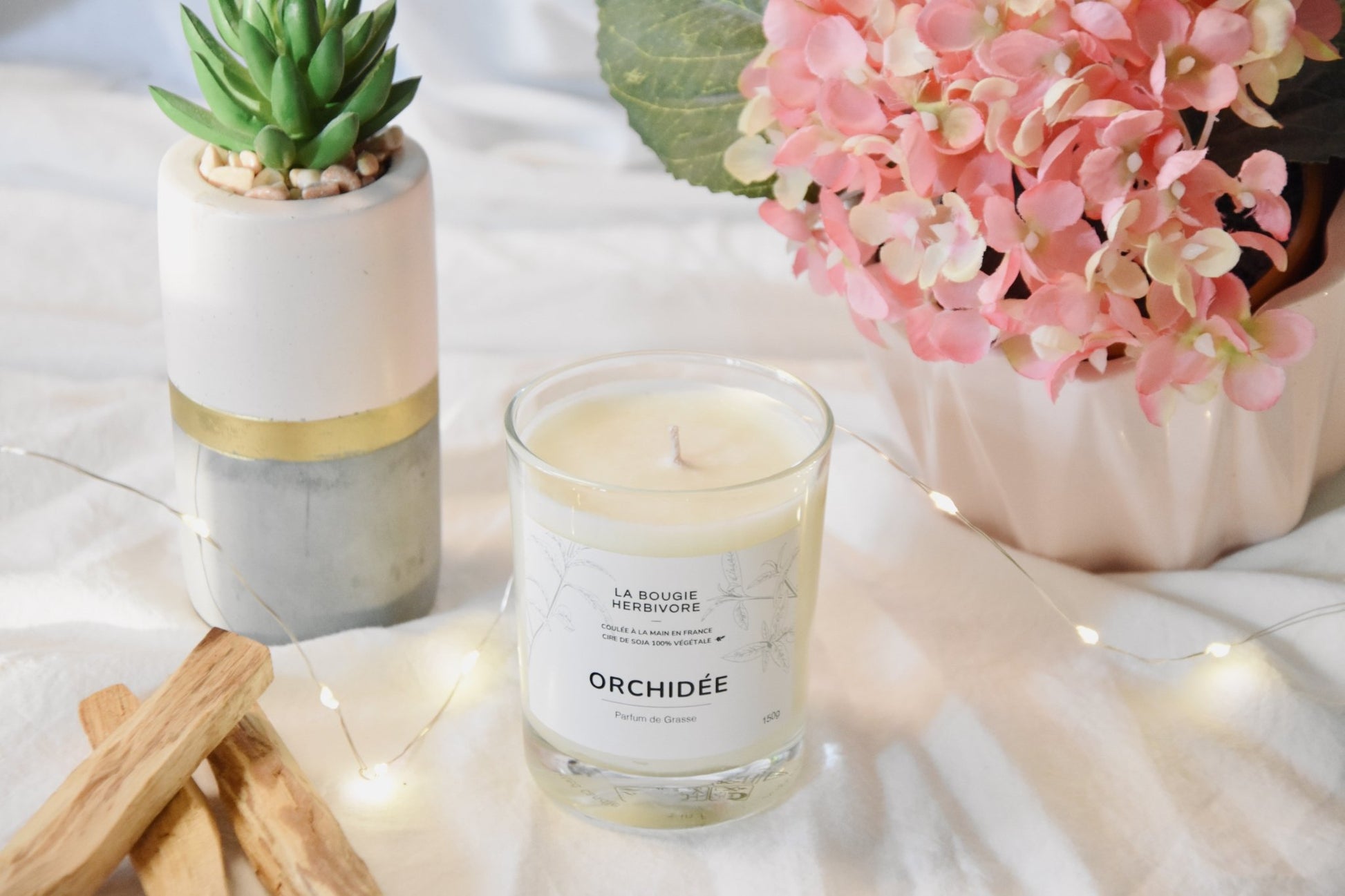 Orchidée - Bougie parfumée à la cire végétale de soja 150g - La Bougie Herbivore