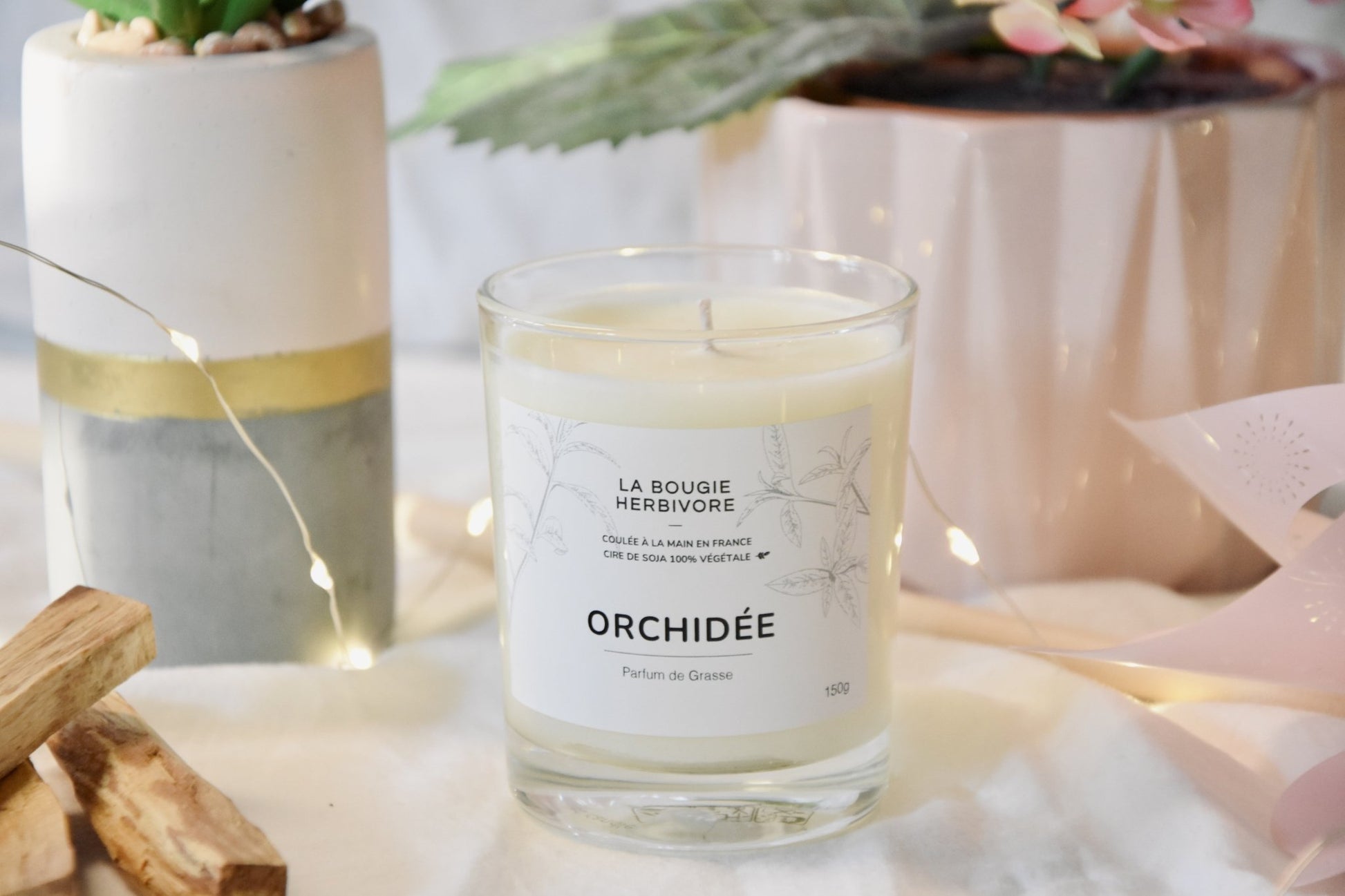 Orchidée - Bougie parfumée à la cire végétale de soja 150g - La Bougie Herbivore