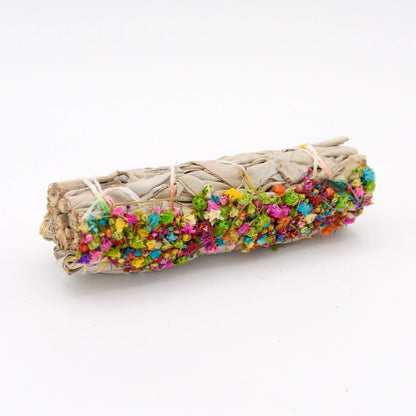 Encens sauge blanche confetti fleurs coloré pour purification et cérémonies spirituelles
